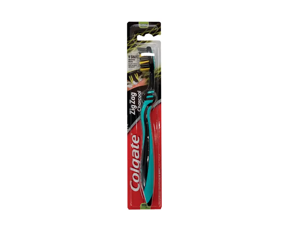 COLGATE TOOTHBRUSH ZIG ZAG CHARCOAL MEDIUM – 12PK