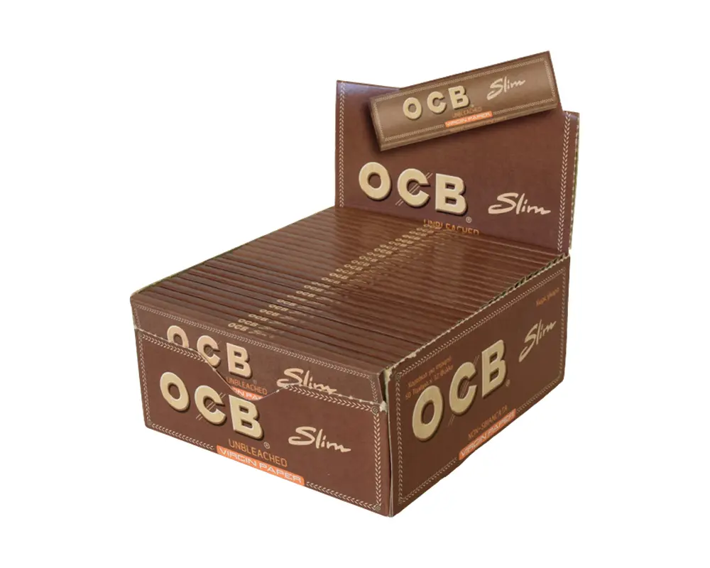 OCB BROWN VIRGIN UNBLEACHED KING SLIM PAPER – 50PK