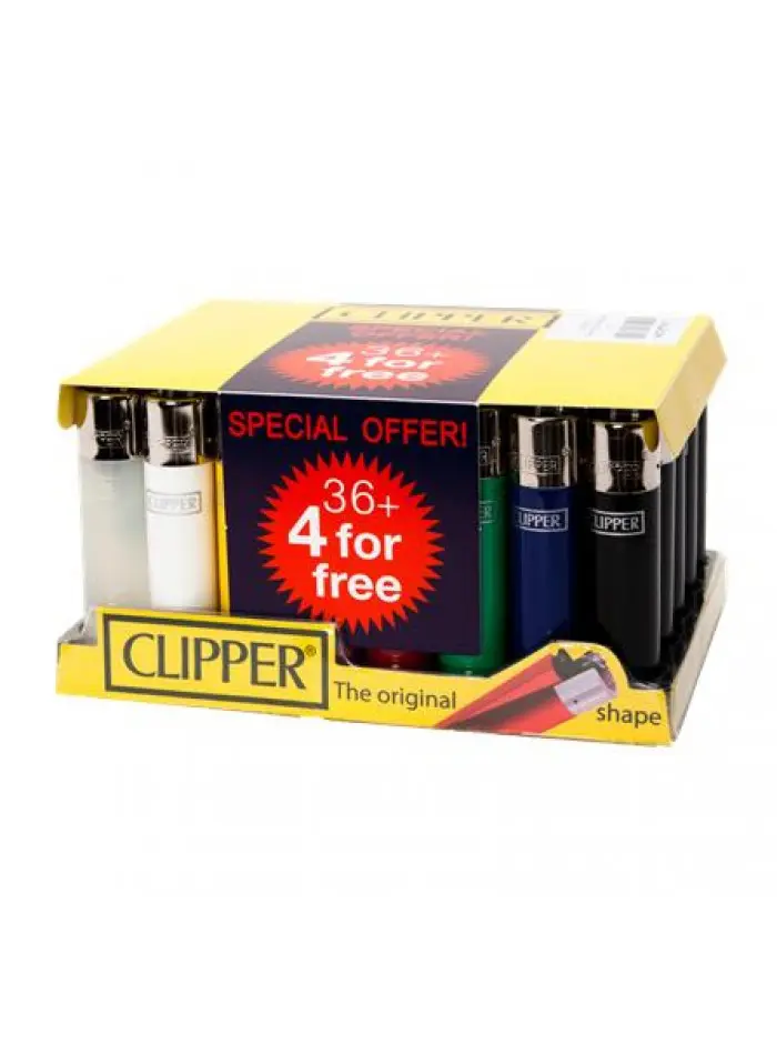 CLIPPER LIGHTERS ASSORTED DESIGNS 36+4 FREE – 40PK