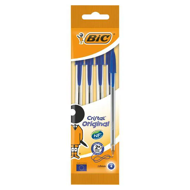 BIC CRISTAL BLUE PENS BAGGED 4’S – 10PK