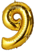 GSD 34″ FOIL NUMBER BALLOONS GOLD ‘9’ – 12PK
