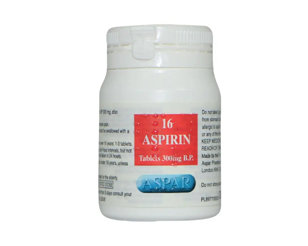 ASPAR ASPRIN TABLETS TUBS 300MG 16’S – 12PK