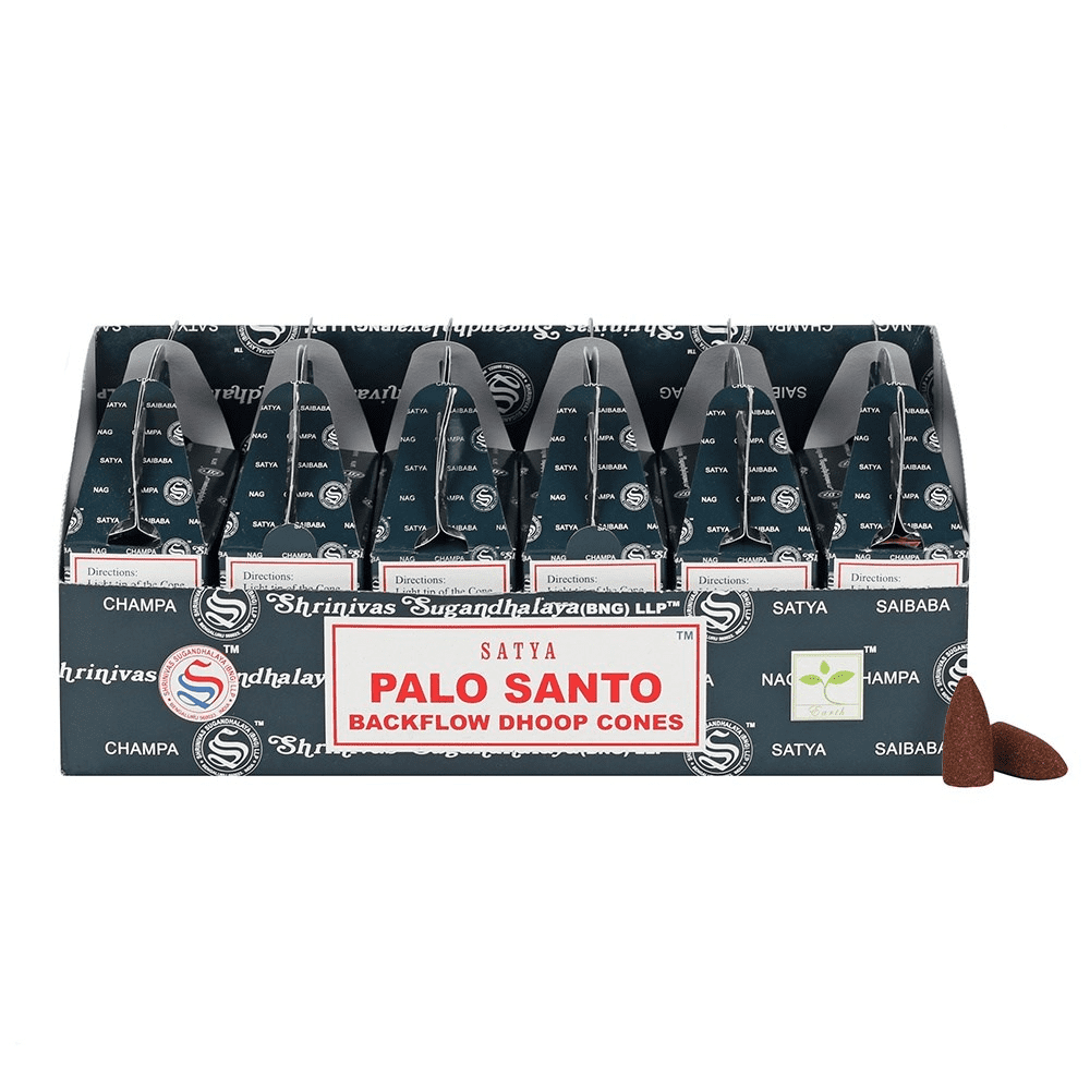 SATYA BACKFLOW DHOOP CONES PALO SANTO – 6PK