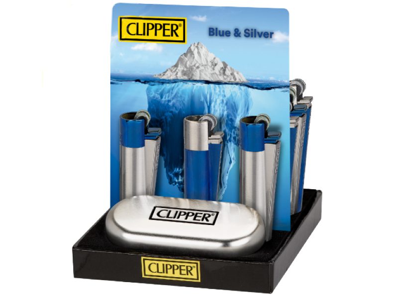 CLIPPER LIGHTERS METAL GIFT BLUE & SILVER – 12PK