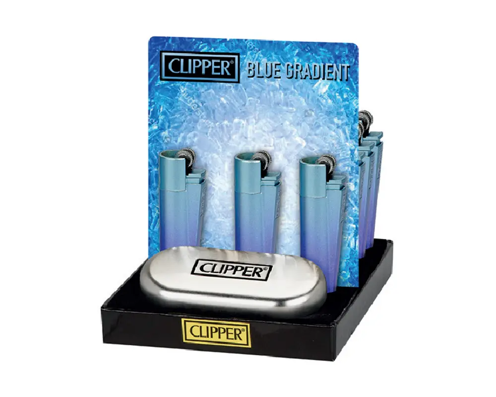 CLIPPER LIGHTERS METAL GIFT BLUE GRADIENT – 12PK