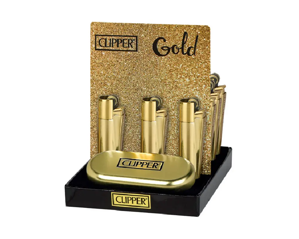 CLIPPER LIGHTERS METAL GIFT GOLD – 12PK