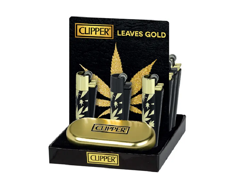 CLIPPER LIGHTERS METAL GIFT GOLD LEAF – 12PK