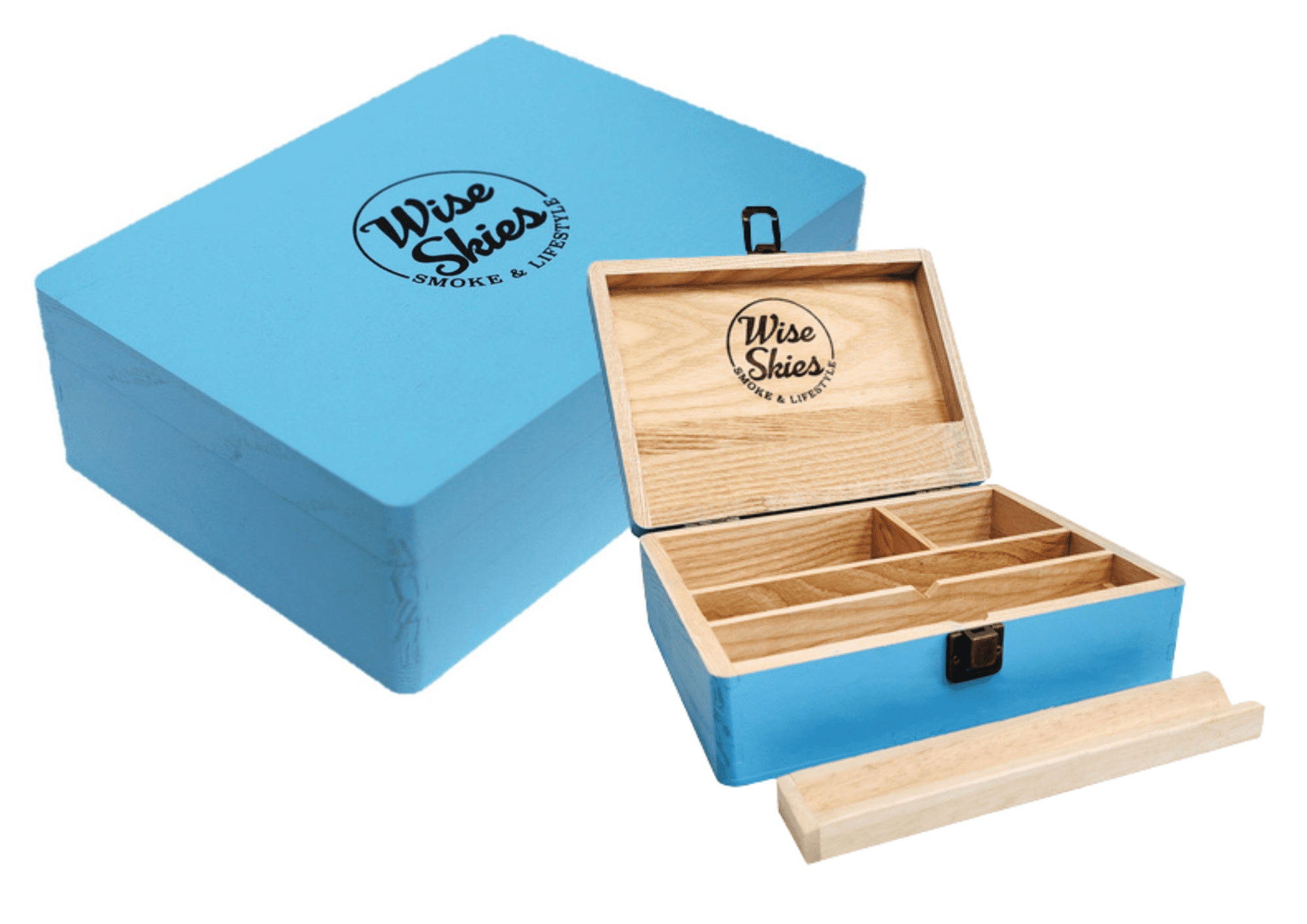WISE SKIES LARGE WOODEN BOX BLUE
