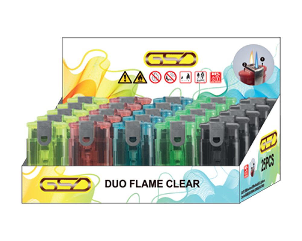 GSD LIGHTERS DUO TWIN FLAME TRANSLUCENT REFILL – 25PK