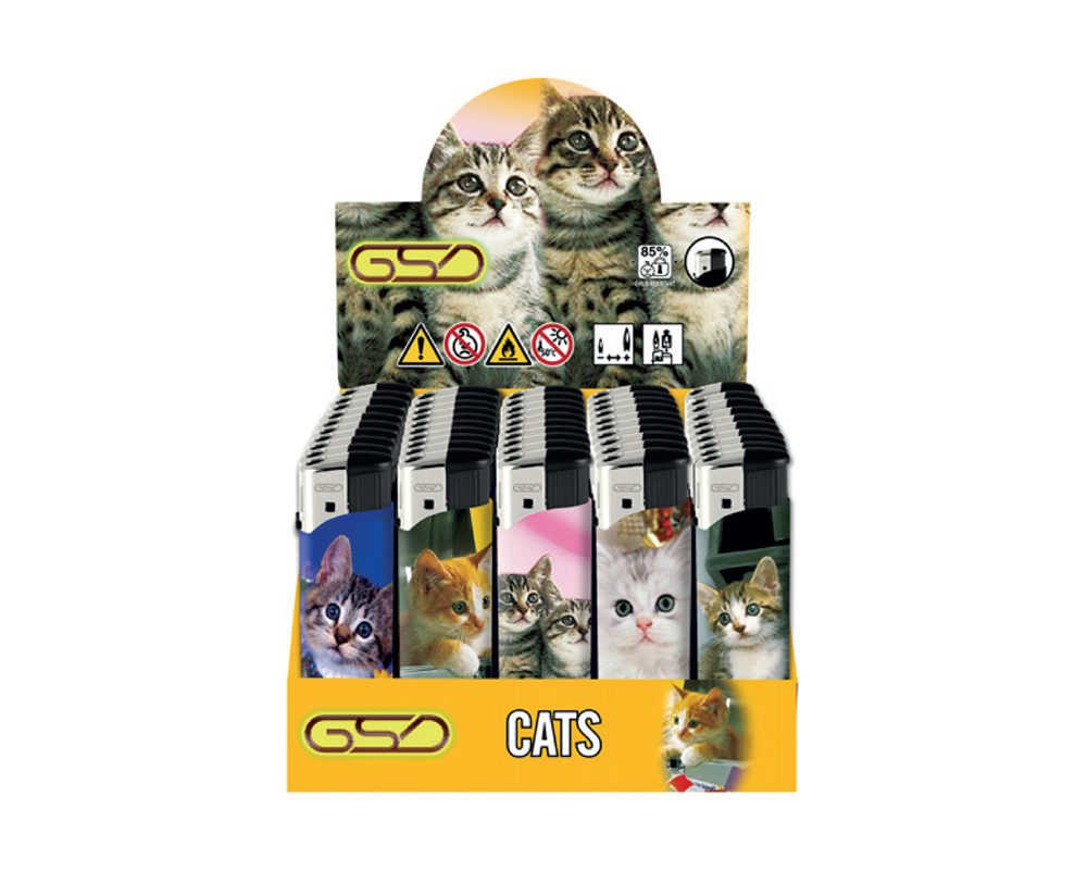 GSD LIGHTERS ELECTRONIC CATS – 50PK