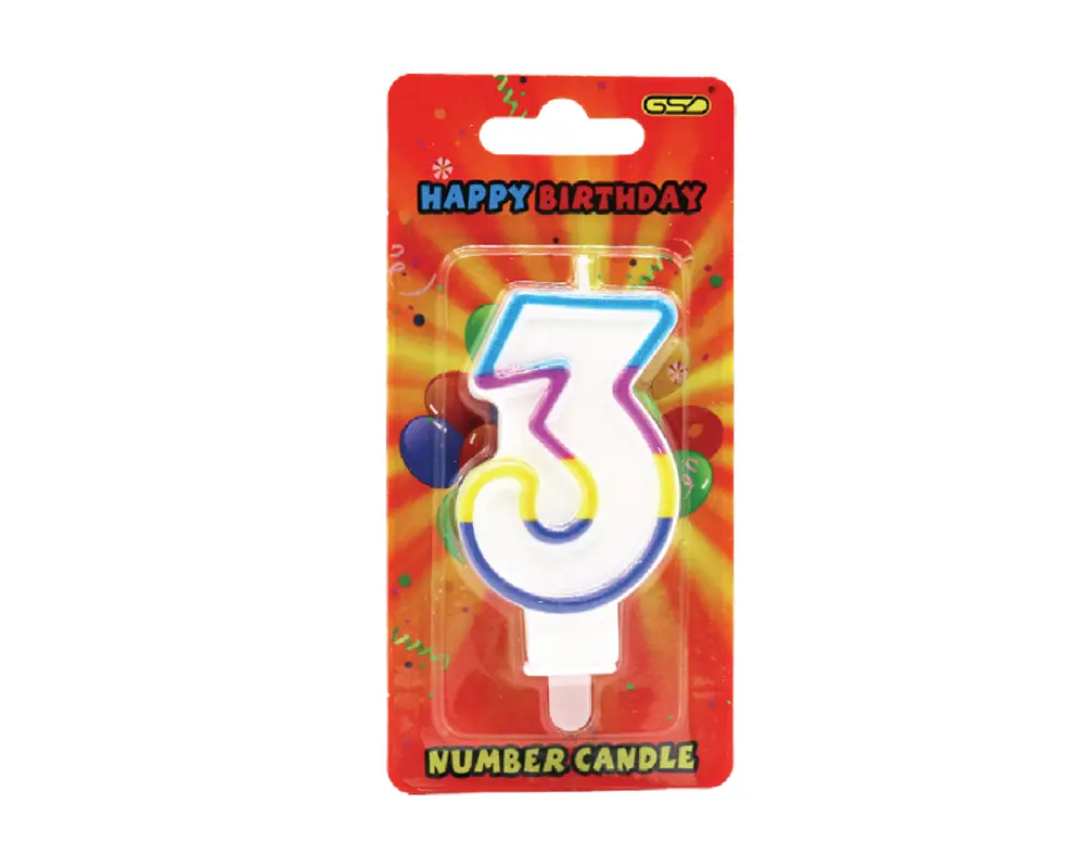 GSD NUMBER CANDLES NO. 3 – 6PK