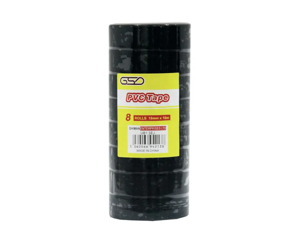 GSD BLACK PVC TAPE 10M – 8PK