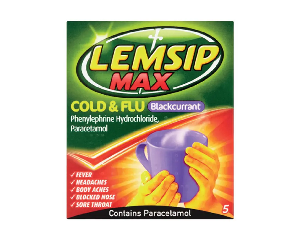 LEMSIP MAX COLD & FLU BLACKCURRENT 5’S – 6PK