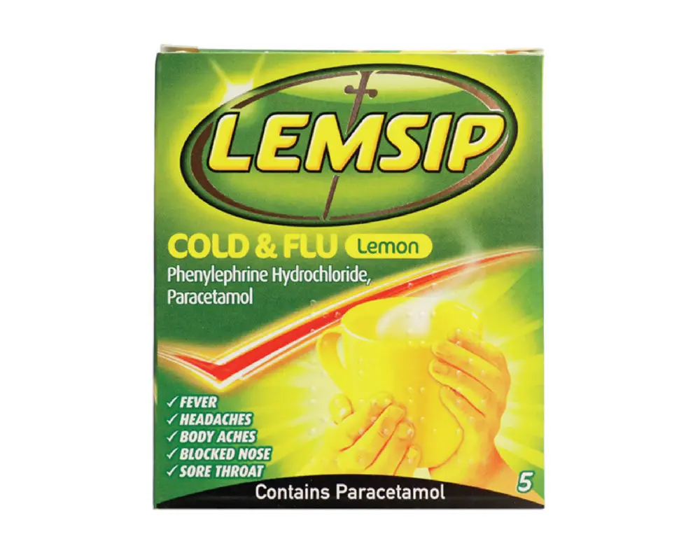 LEMSIP ORIGINAL COLD & FLU LEMON 5’S – 12PK