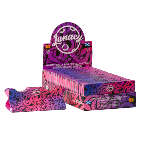 LUNACY ROLLING PAPERS WITH TIPS & TRAY – 24PK