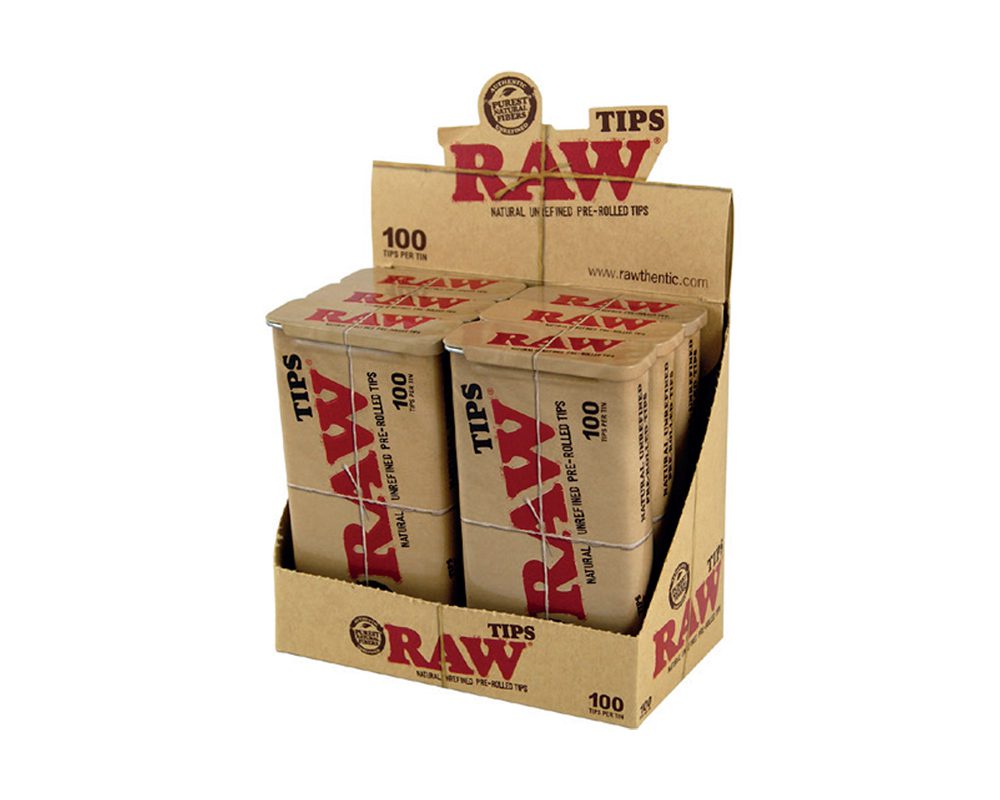 RAW PRE-ROLLED TIPS IN TIN 100’S – 6PK