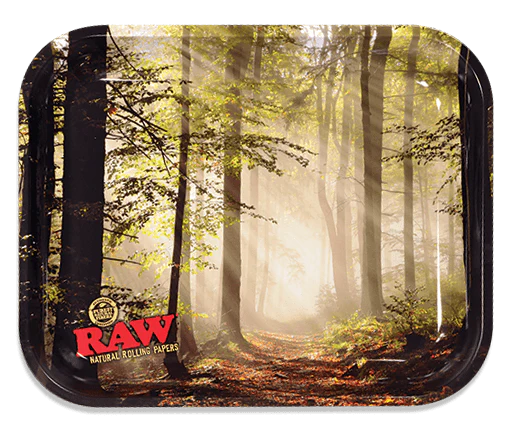 RAW METAL ROLLING TRAY LARGE SMOKEY FOREST