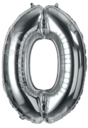 GSD 34″ FOIL NUMBER BALLOONS SILVER ‘0’ – 12PK