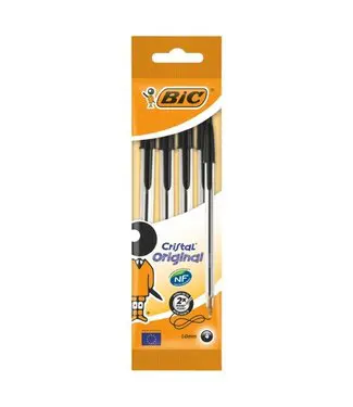 BIC CRISTAL BLACK PENS BAGGED 4’S – 10PK