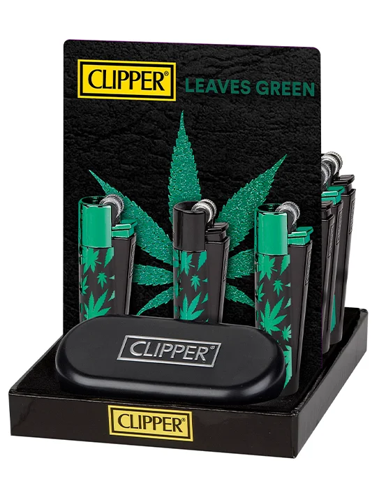CLIPPER LIGHTERS HOT STAMP METAL GIFT LEAVES GREEN – 12PK