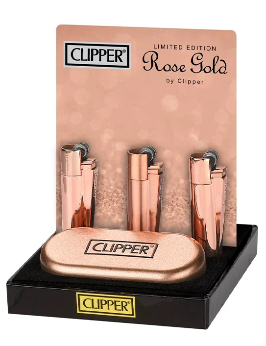 CLIPPER LIGHTERS HOT STAMP METAL GIFT LEAVES ROSE GOLD – 12PK