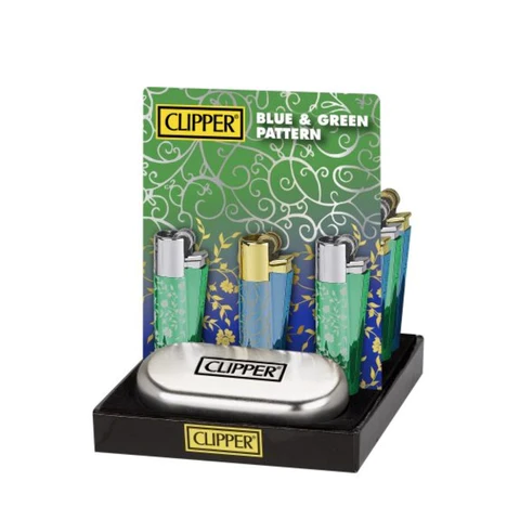 CLIPPER LIGHTERS METAL GIFT BLUE & GREEN – 12PK