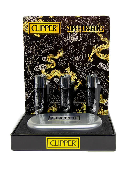 CLIPPER LIGHTERS METAL GIFT GOLD DRAGON – 12PK