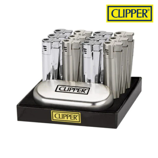 CLIPPER LIGHTERS METAL GIFT JET FLAME SILVER – 12PK