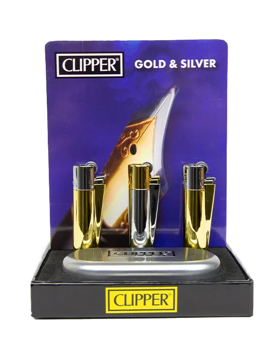 CLIPPER LIGHTERS METAL GIFT SILVER & GOLD – 12PK
