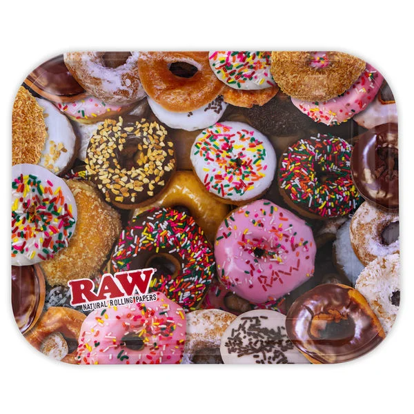 RAW METAL ROLLING TRAY LARGE DONUT