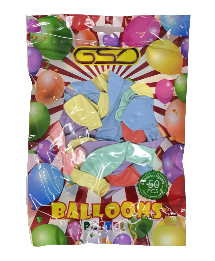 GSD 9″ PASTEL ASSORTED BALLOONS 50’S – 12PK